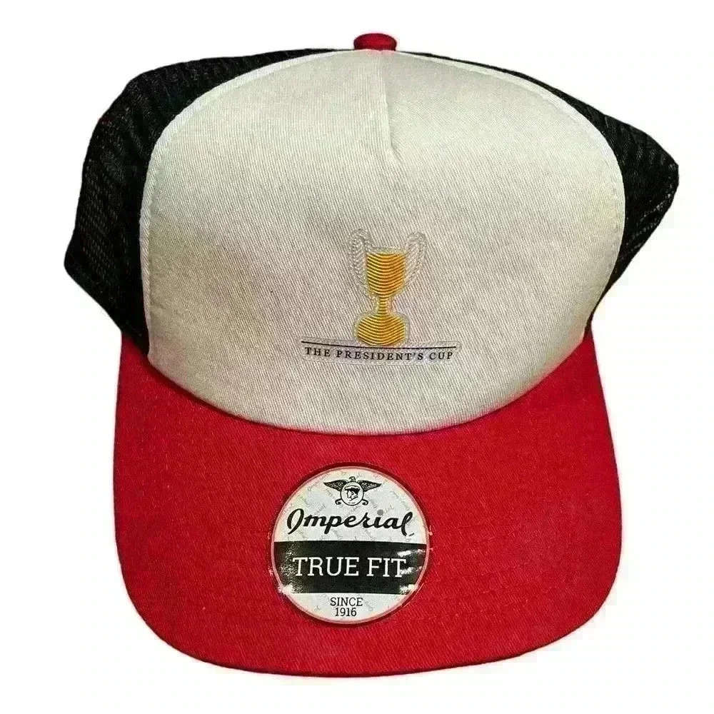 New Presidents Cup Imperial Snapback Trucker Hat Undated Golf Casual New Presidents Cup Imperial Snapback Trucker Hat Undated Golf Casual